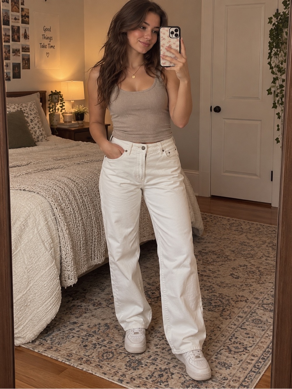 Lee Women's Cream High-Rise Straight Leg Jeans